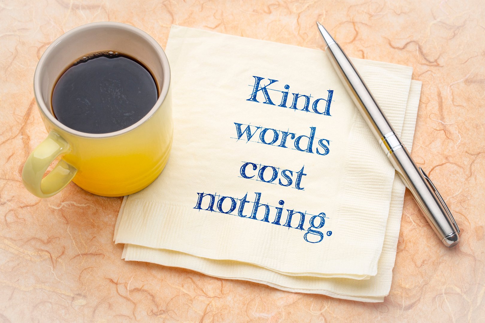 Kind words cost nothing - note on napkin